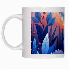 Nature Night Bushes Flowers Leaves Clouds Landscape Berries Story Fantasy Wallpaper Background Sampl White Mug by Maspions