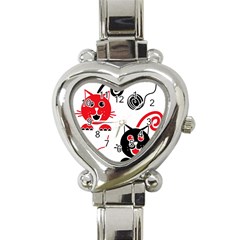 Cat Little Ball Animal Heart Italian Charm Watch by Maspions