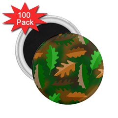 Leaves Foliage Pattern Oak Autumn 2 25  Magnets (100 Pack)  by Maspions