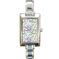 Bloom Nature Plant Pattern Rectangle Italian Charm Watch by Maspions