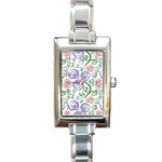 Bloom Nature Plant Pattern Rectangle Italian Charm Watch Front