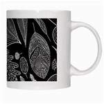 Leaves Flora Black White Nature White Mug Right