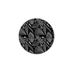 Leaves Flora Black White Nature Golf Ball Marker (10 Pack) by Maspions