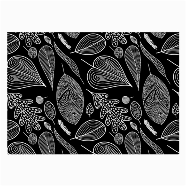 Leaves Flora Black White Nature Large Glasses Cloth