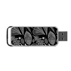 Leaves Flora Black White Nature Portable Usb Flash (one Side) by Maspions