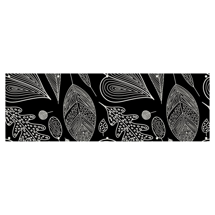 Leaves Flora Black White Nature Banner and Sign 12  x 4 