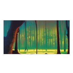 Nature Swamp Water Sunset Spooky Night Reflections Bayou Lake Satin Shawl 45  X 80  by Posterlux