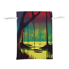 Nature Swamp Water Sunset Spooky Night Reflections Bayou Lake Lightweight Drawstring Pouch (l) by Posterlux