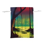 Nature Swamp Water Sunset Spooky Night Reflections Bayou Lake Lightweight Drawstring Pouch (L) Front