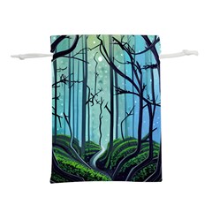 Nature Outdoors Night Trees Scene Forest Woods Light Moonlight Wilderness Stars Lightweight Drawstring Pouch (l) by Posterlux