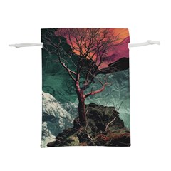 Night Sky Nature Tree Night Landscape Forest Galaxy Fantasy Dark Sky Planet Lightweight Drawstring Pouch (l) by Posterlux