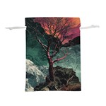 Night Sky Nature Tree Night Landscape Forest Galaxy Fantasy Dark Sky Planet Lightweight Drawstring Pouch (L) Back