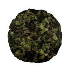 Green Camouflage Military Army Pattern Standard 15  Premium Flano Round Cushions by Maspions