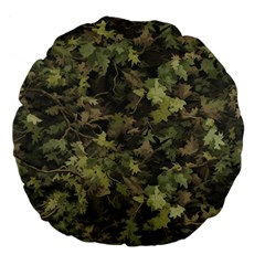 Green Camouflage Military Army Pattern Large 18  Premium Flano Round Cushions by Maspions