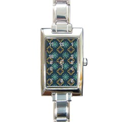 Flowers Pattern Design Abstract Rectangle Italian Charm Watch by Maspions