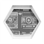 Retro Cameras Old Vintage Antique Technology Wallpaper Retrospective Hexagon Wood Jewelry Box Front