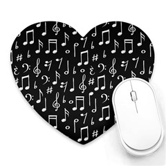 Chalk Music Notes Signs Seamless Pattern Heart Mousepad by Ravend