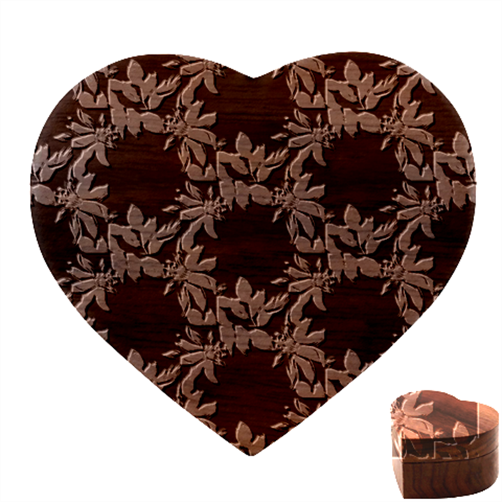 Floral Geometry Heart Wood Jewelry Box