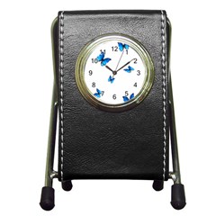 Butterfly-blue-phengaris Pen Holder Desk Clock by saad11