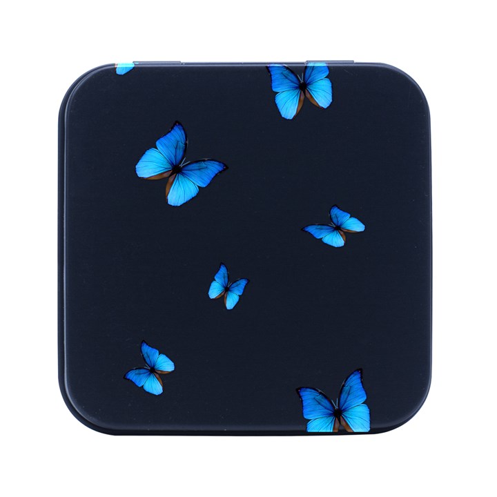 Butterfly-blue-phengaris Square Metal Box (Black)