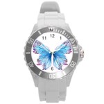 Butterfly-drawing-art-fairytale  Round Plastic Sport Watch (L) Front