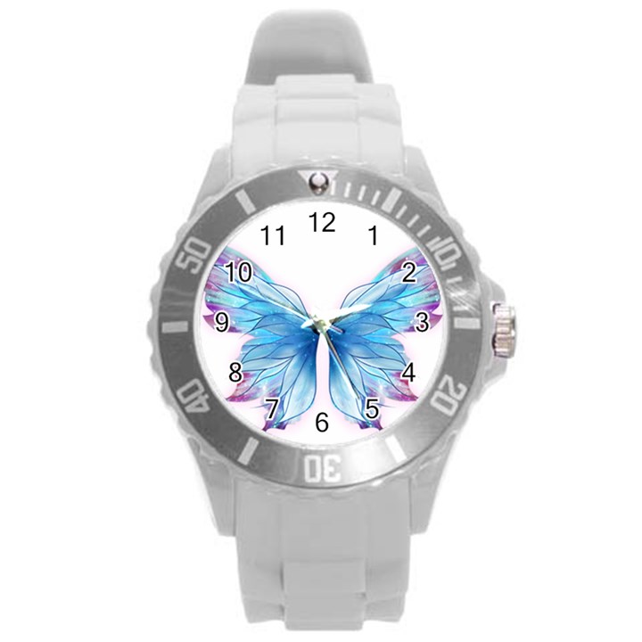 Butterfly-drawing-art-fairytale  Round Plastic Sport Watch (L)