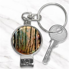 Woodland Woods Forest Trees Nature Outdoors Cellphone Wallpaper Mist Moon Background Artwork Book Co Nail Clippers Key Chain by Grandong