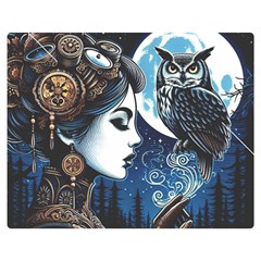 Steampunk Woman With Owl 2 Steampunk Woman With Owl Woman With Owl Strap Premium Plush Fleece Blanket (medium) by CKArtCreations