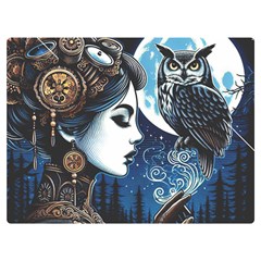 Steampunk Woman With Owl 2 Steampunk Woman With Owl Woman With Owl Strap Premium Plush Fleece Blanket (extra Small) by CKArtCreations