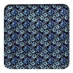 Blue Flowers 001 Square Glass Fridge Magnet (4 Pack) by DinkovaArt