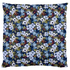 Blue Flowers 2 Standard Premium Plush Fleece Cushion Case (two Sides) by DinkovaArt