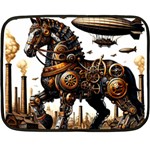 Steampunk Horse Punch 1 Two Sides Fleece Blanket (Mini) 35 x27  Blanket Front