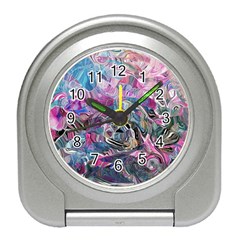 Pink Swirls Flow Travel Alarm Clock by kaleidomarblingart