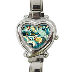 Wave Waves Ocean Sea Abstract Whimsical Heart Italian Charm Watch by Maspions