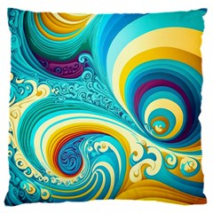 Abstract Waves Ocean Sea Whimsical 16  Baby Flannel Cushion Case (two Sides) by Maspions