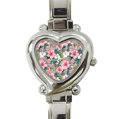 Hibiscus Flowers On Heart Italian Charm Watch  by FirstNationsInstituteAustralia