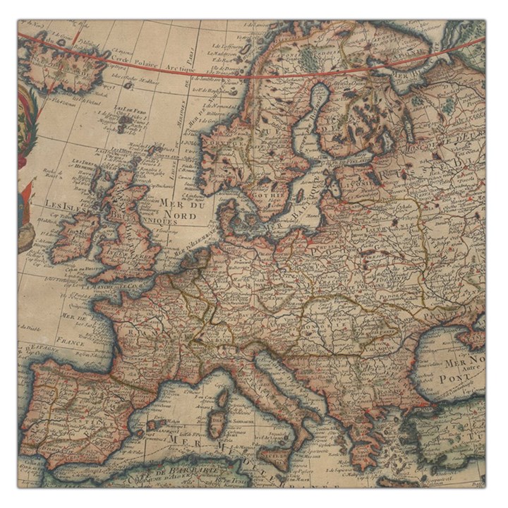 Old Vintage Classic Map Of Europe Square Satin Scarf (36  x 36 )