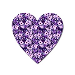 Purple Flowers 001 Purple Flowers 02 Heart Magnet by DinkovaArt