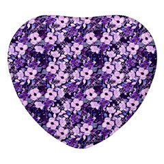 Purple Flowers 001 Purple Flowers 02 Heart Glass Fridge Magnet (4 Pack) by DinkovaArt