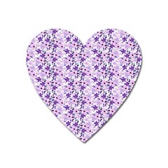 Purple Flowers 001 Heart Magnet by DinkovaArt