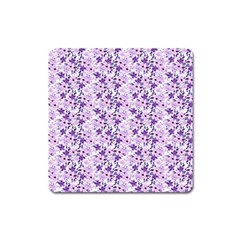 Purple Flowers 001 Square Magnet by DinkovaArt