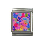 Pink And Blue Floral Italian Charm (13mm) Front