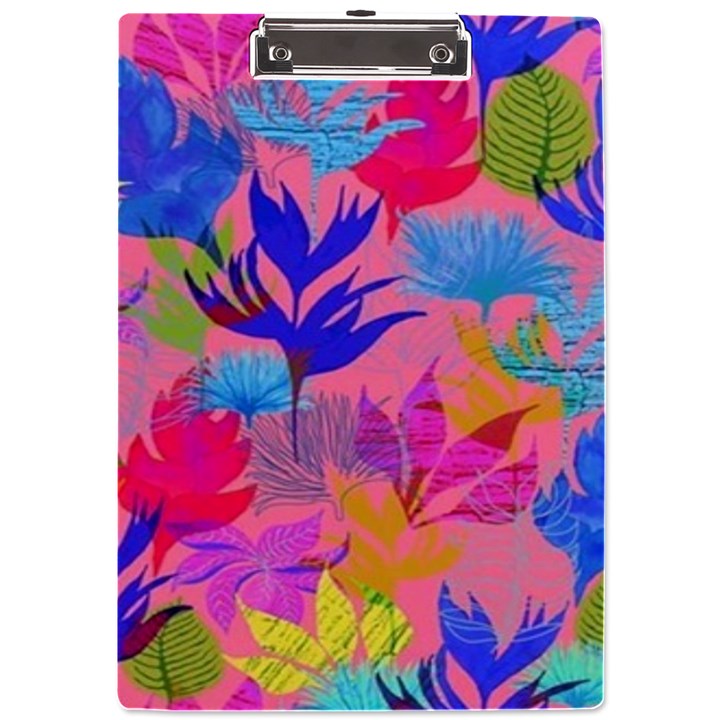 Pink And Blue Floral A4 Acrylic Clipboard