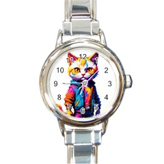 Wild Cat Round Italian Charm Watch by Sosodesigns19