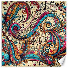 Paisley Print Musical Notes Canvas 12  X 12  by RiverRootz