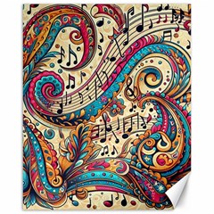 Paisley Print Musical Notes Canvas 16  X 20  by RiverRootz