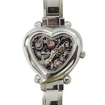 Paisley Print Musical Notes7 Heart Italian Charm Watch Front