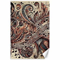 Paisley Print Musical Notes5 Canvas 24  X 36  by RiverRootz