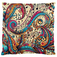 Paisley Print Musical Notes 16  Baby Flannel Cushion Case (two Sides) by RiverRootz