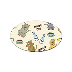 Happy Cats Pattern Background Sticker (oval) by Grandong